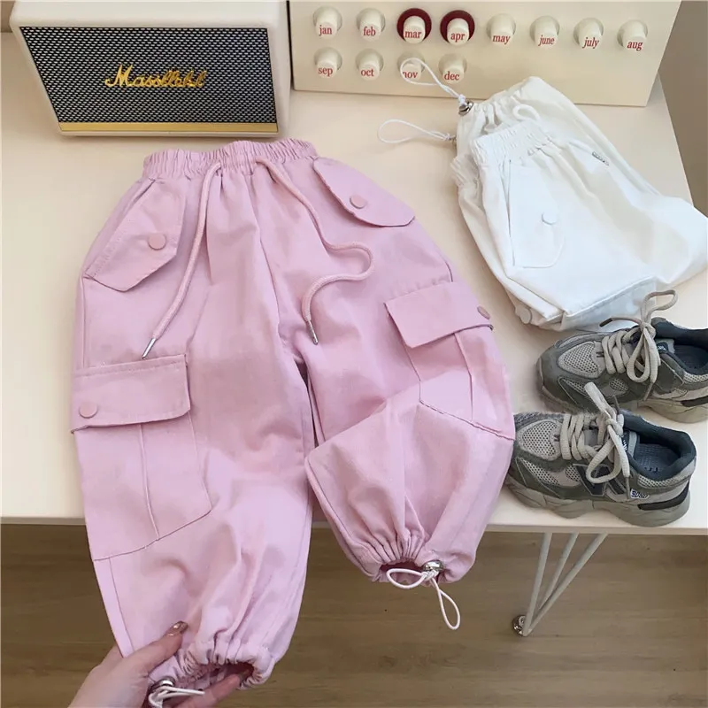【90-140cm】超人気商品！秋新作 ファッション カジュアル 合わせやすい 女の子 カーゴパンツ