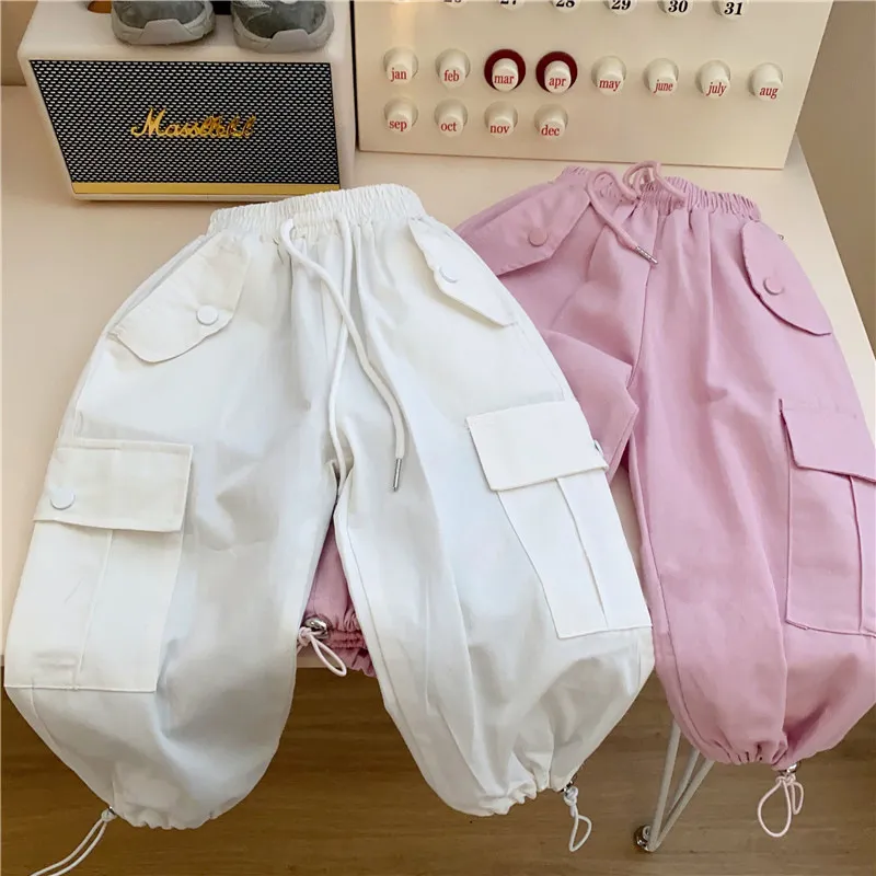 【90-140cm】超人気商品！秋新作 ファッション カジュアル 合わせやすい 女の子 カーゴパンツ