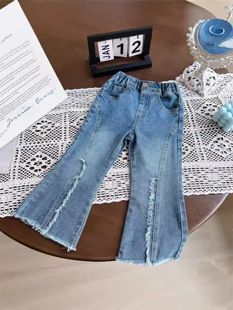 【90-140cm】大人気! ファッション 合わせやすい スウィート 女の子 デニム パンタロン パンツ