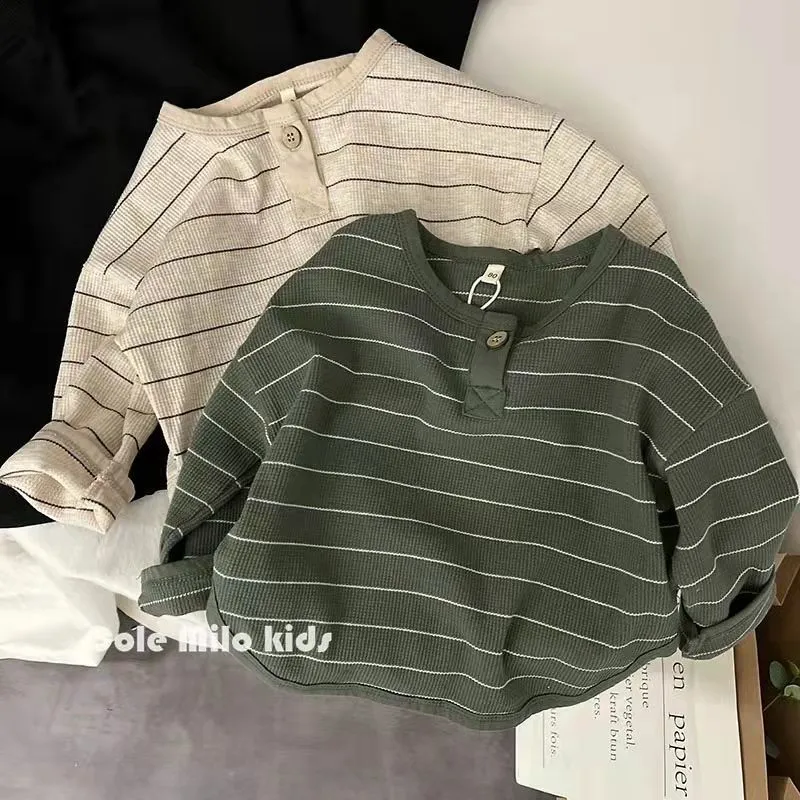 【80-140cm】シンプルながら着やすい ナチュラル Ｔシャツ 保育園 ボーダー  トップス