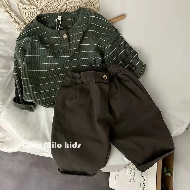 【80-140cm】シンプルながら着やすい ナチュラル Ｔシャツ 保育園 ボーダー  トップス