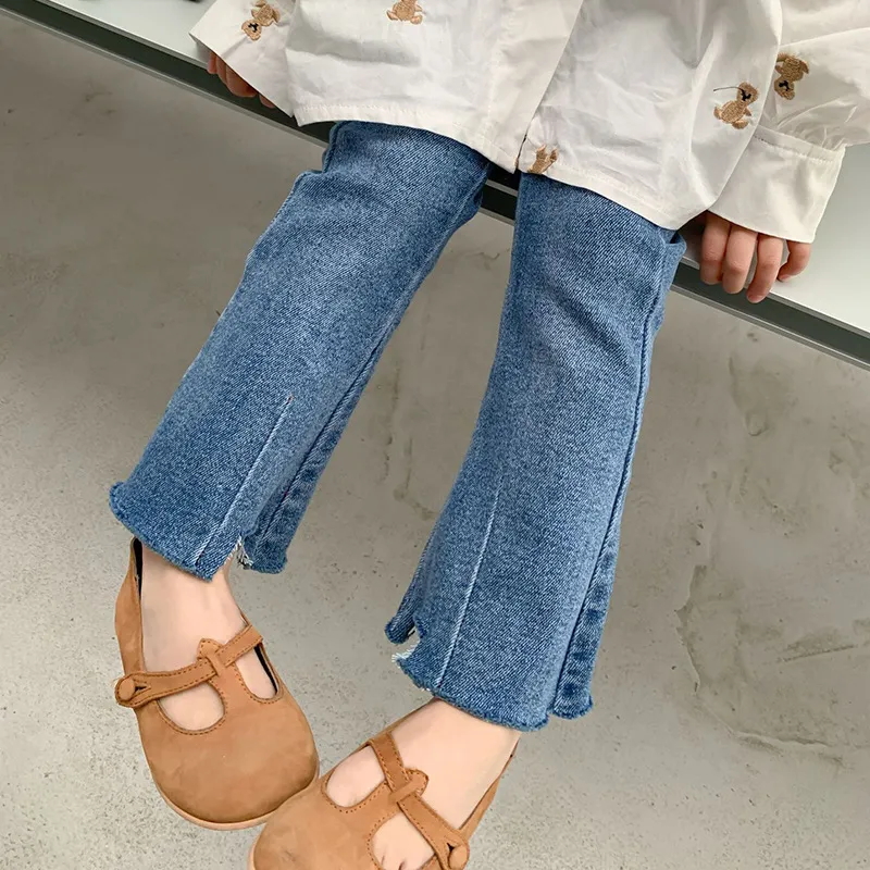 【80-140cm】 定番 ファッション 合わせやすい 無地 女の子 デニム パンタロン パンツ