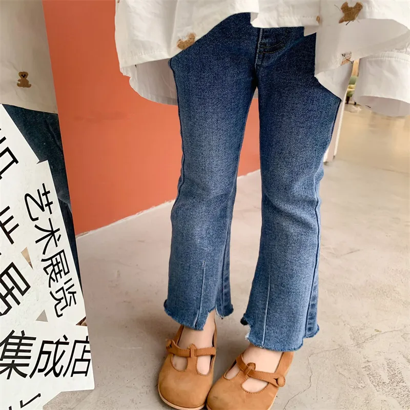 【80-140cm】 定番 ファッション  合わせやすい  無地 女の子 デニム パンタロン パンツ