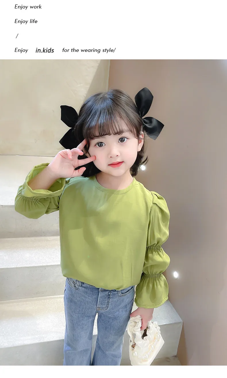 【90-140cm】 超ファッション  可愛い おしゃれ  パフスリーブ ガーリッシュ 女の子 Ｔシャツ
