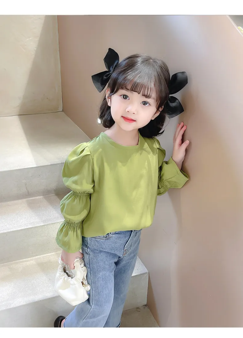 【90-140cm】 超ファッション  可愛い おしゃれ  パフスリーブ ガーリッシュ 女の子 Ｔシャツ