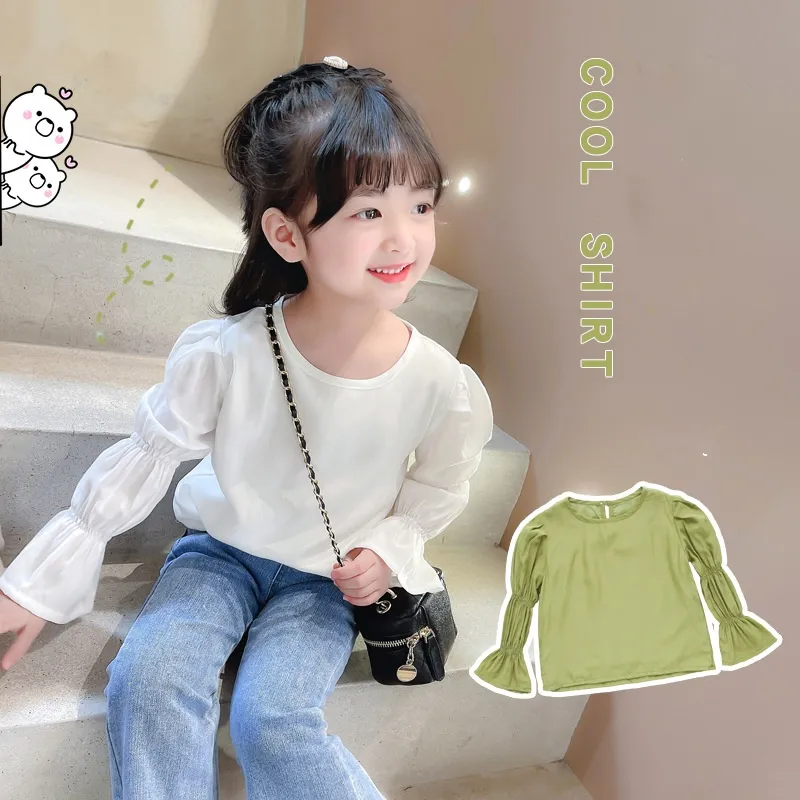 【90-140cm】 超ファッション  可愛い おしゃれ  パフスリーブ ガーリッシュ 女の子 Ｔシャツ