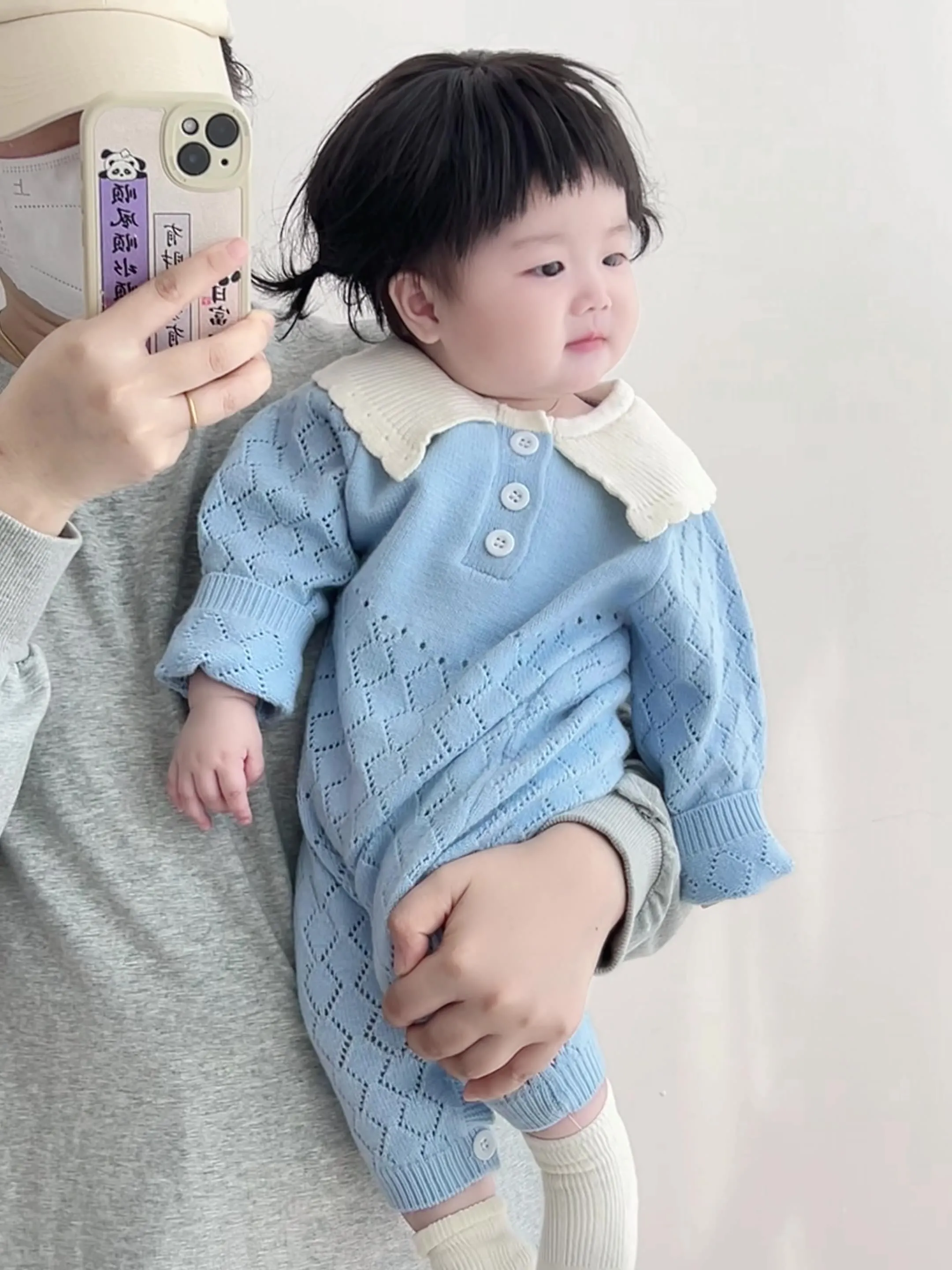 【66-100cm】超人気商品  絶対欲しい カジュアル おしゃれ ピーターパン・カラー ベビー ロンパース