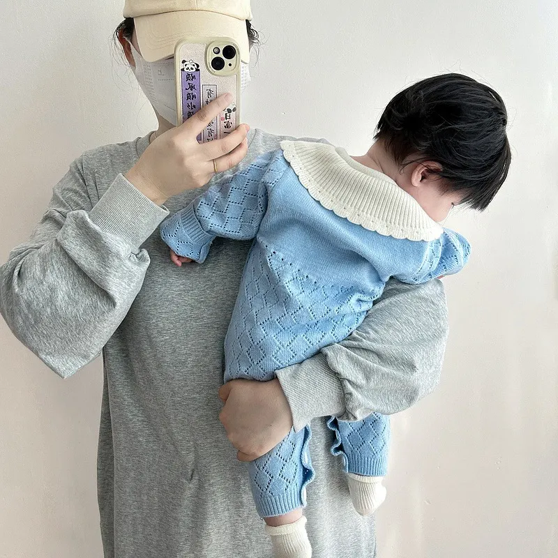 【66-100cm】超人気商品  絶対欲しい カジュアル おしゃれ ピーターパン・カラー ベビー ロンパース