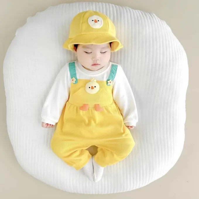【66-90cm】超可愛い おしゃれ スウィート ins風 着やすい ベビー 長袖 帽子+ロンパース