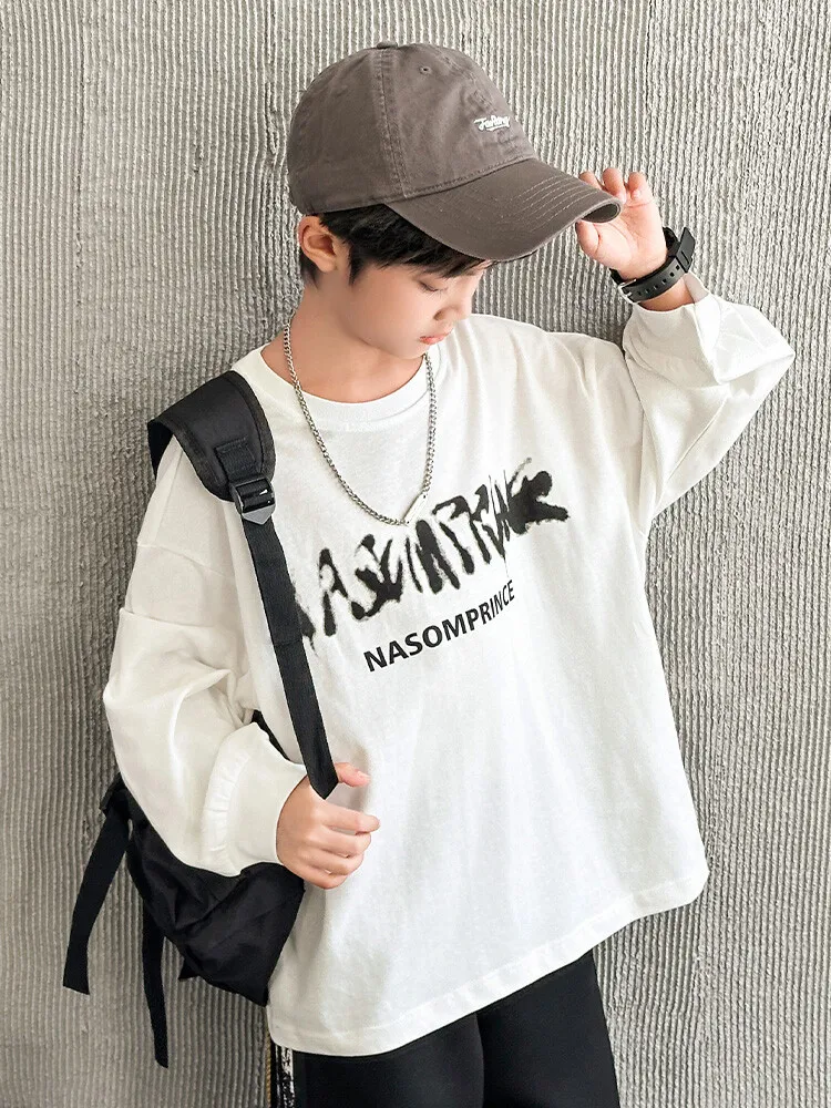 【90-160cm】デイリーコーデに取り入れやすい1枚 プリント 綿 Tシャツ 長袖 ロンT 子供服