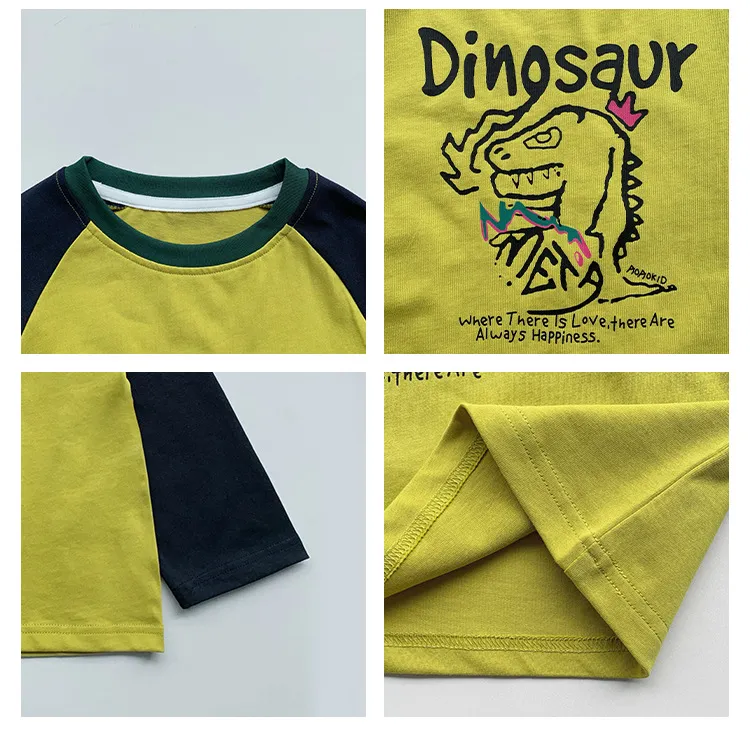 【90-150cm】かわいい　恐竜 Tシャツ 長袖 ロンT 子供服　トップス