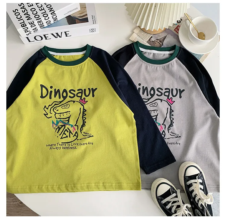 【90-150cm】かわいい　恐竜 Tシャツ 長袖 ロンT 子供服　トップス