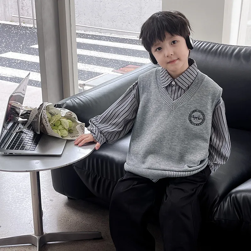 【90-150cm】秋冬の大人気 フォーマル 通園 通学 ニットベスト ベスト男の子