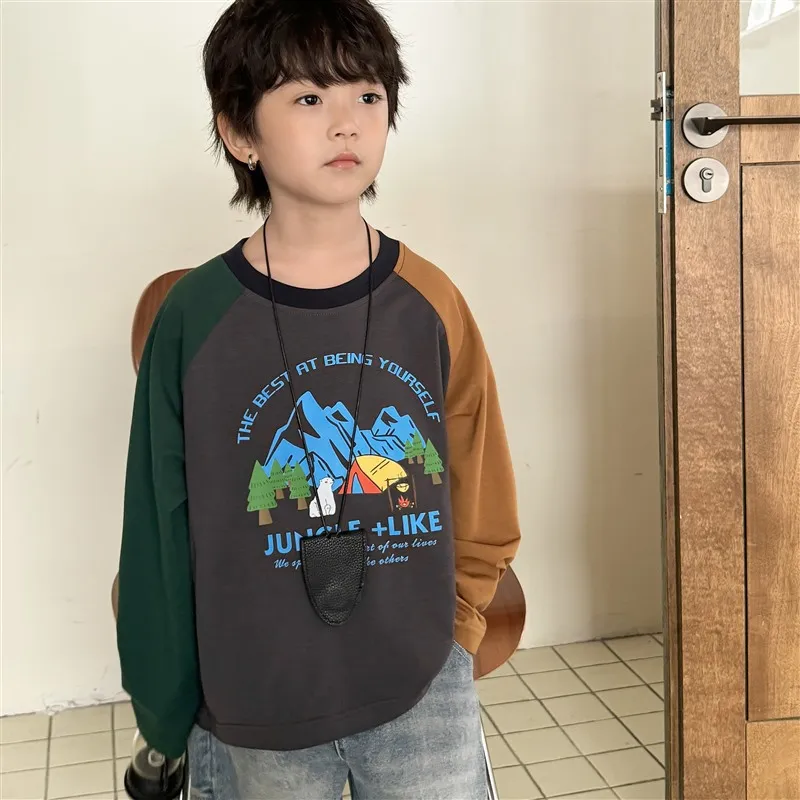【110-170cm】かっこいい 可愛い ラグランスリーブ ジュニア 長袖ロングTシャツ