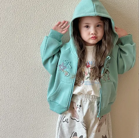 【80-130cm】今季注目 超人気商品 かわいい 女の子 カジュアル ファッション フード付き アウター