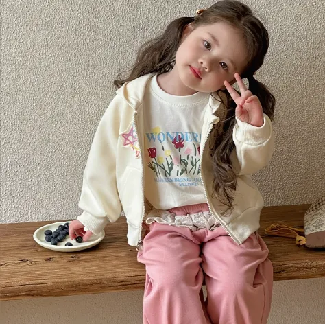 【80-130cm】今季注目 超人気商品 かわいい 女の子 カジュアル ファッション フード付き アウター