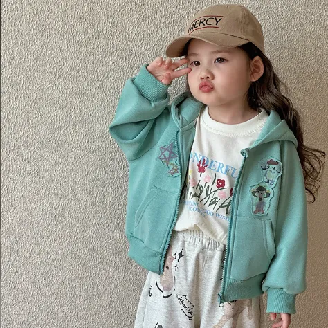 【80-130cm】今季注目 超人気商品 かわいい 女の子 カジュアル ファッション フード付き アウター