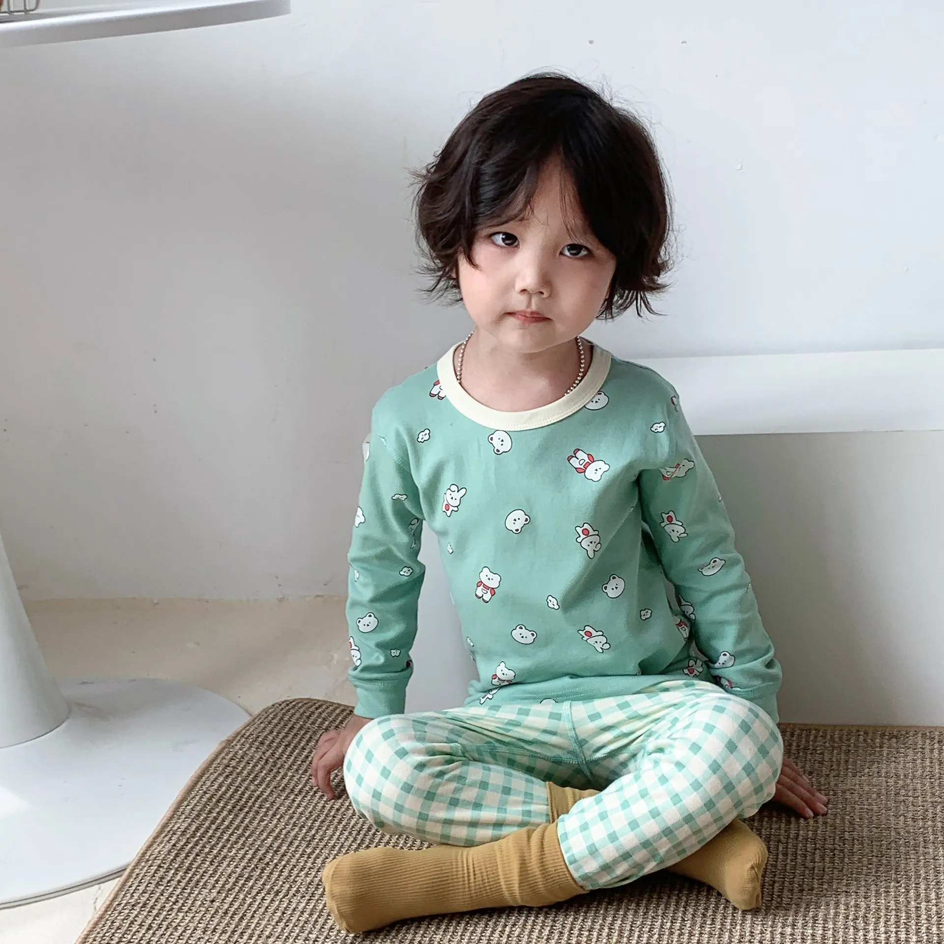 【80-160cm】人気商品 可愛い カートゥーン 5色選べる 男女限らず トップス+ボトムス=セットアップ