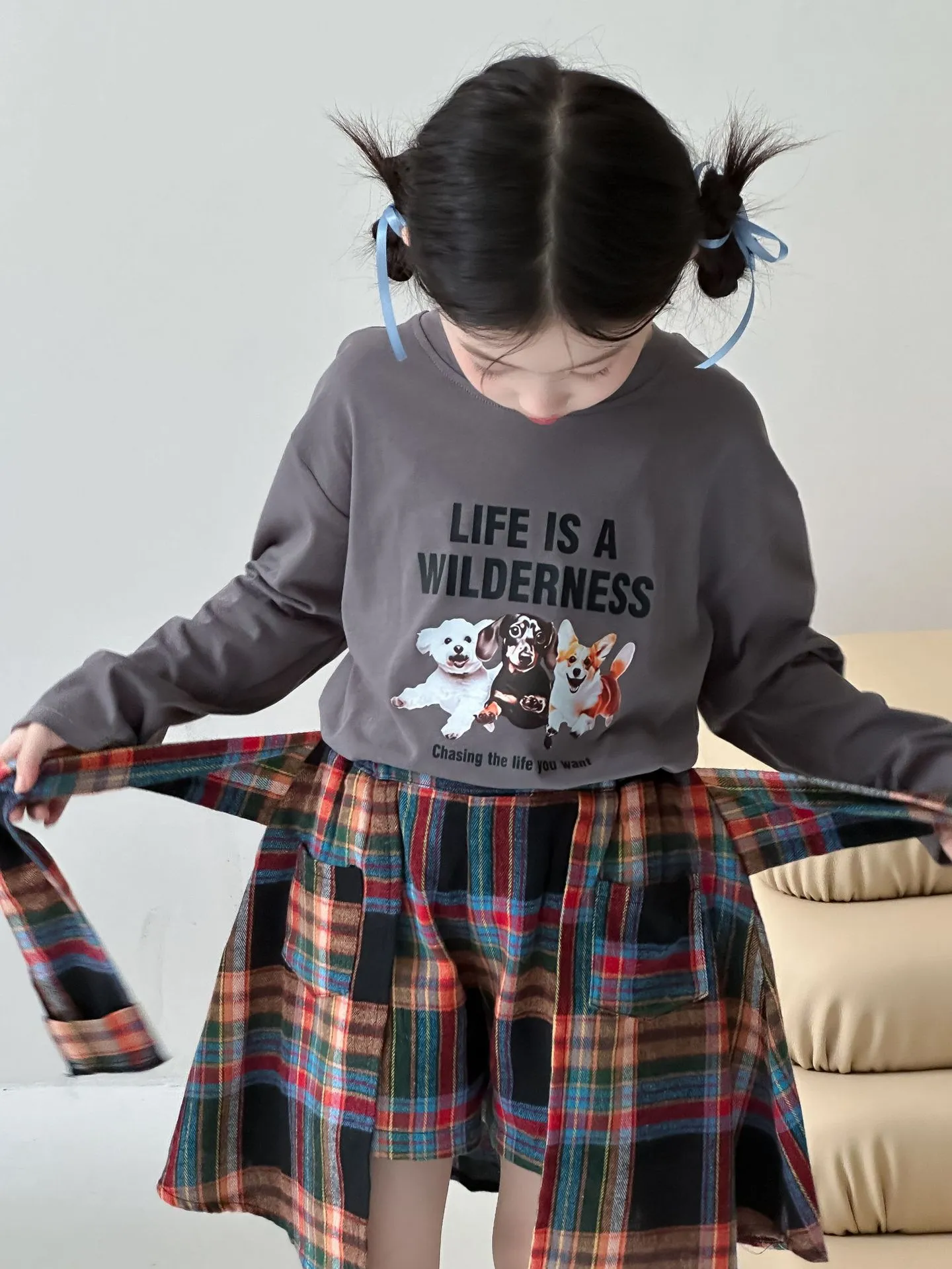 【90-150cm】売れ筋 カジュアル 特別なデザイン  ファッション 配色 チェック柄 女の子 スカート
