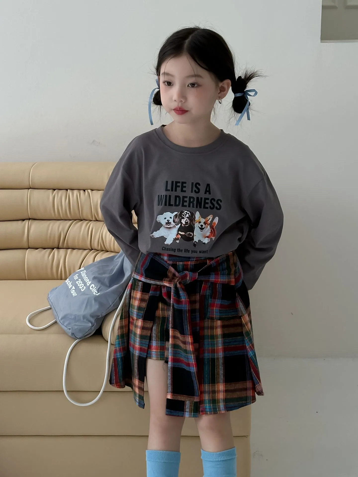 【90-150cm】売れ筋 カジュアル 特別なデザイン  ファッション 配色 チェック柄 女の子 スカート
