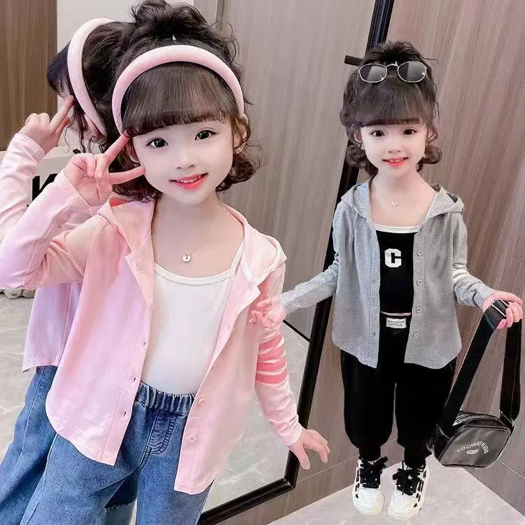 【80-140cm】今季大注目楽ちん可愛い合わせやすいフード付きシンプル女の子アウター