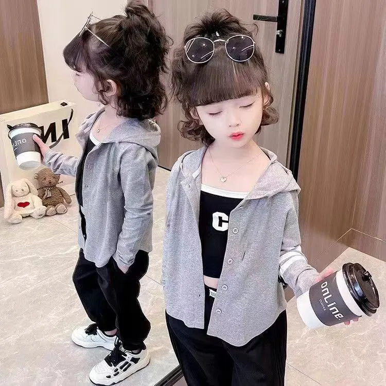 【80-140cm】今季大注目楽ちん可愛い合わせやすいフード付きシンプル女の子アウター