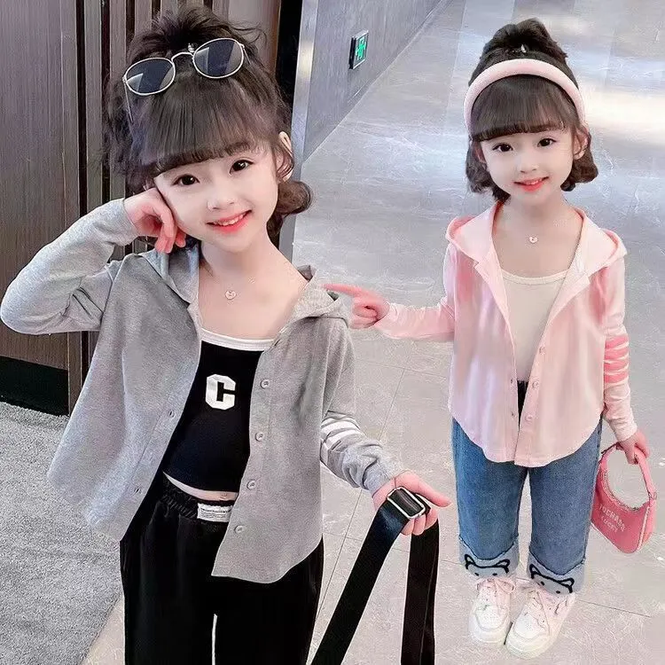 【80-140cm】今季大注目楽ちん可愛い合わせやすいフード付きシンプル女の子アウター