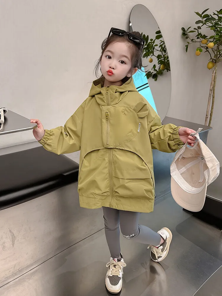 【90-140cm】人気上昇中 シンプル 合わせやすい きれいめ 女の子 フード付き アウター