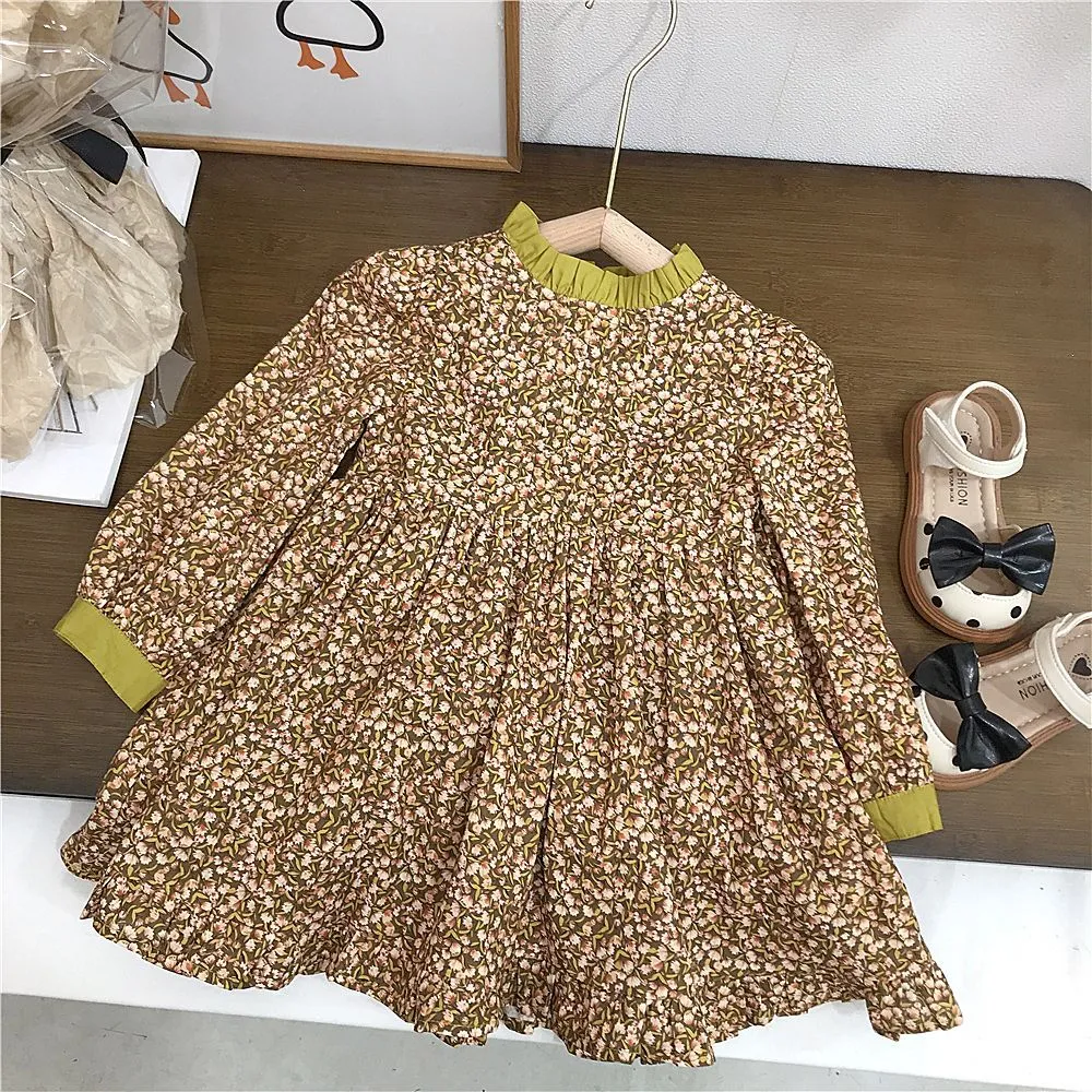 【90-140cm】ins風 スウィート ガーリッシュ おしゃれ 花柄 女の子 カーディガン/ ワンピース