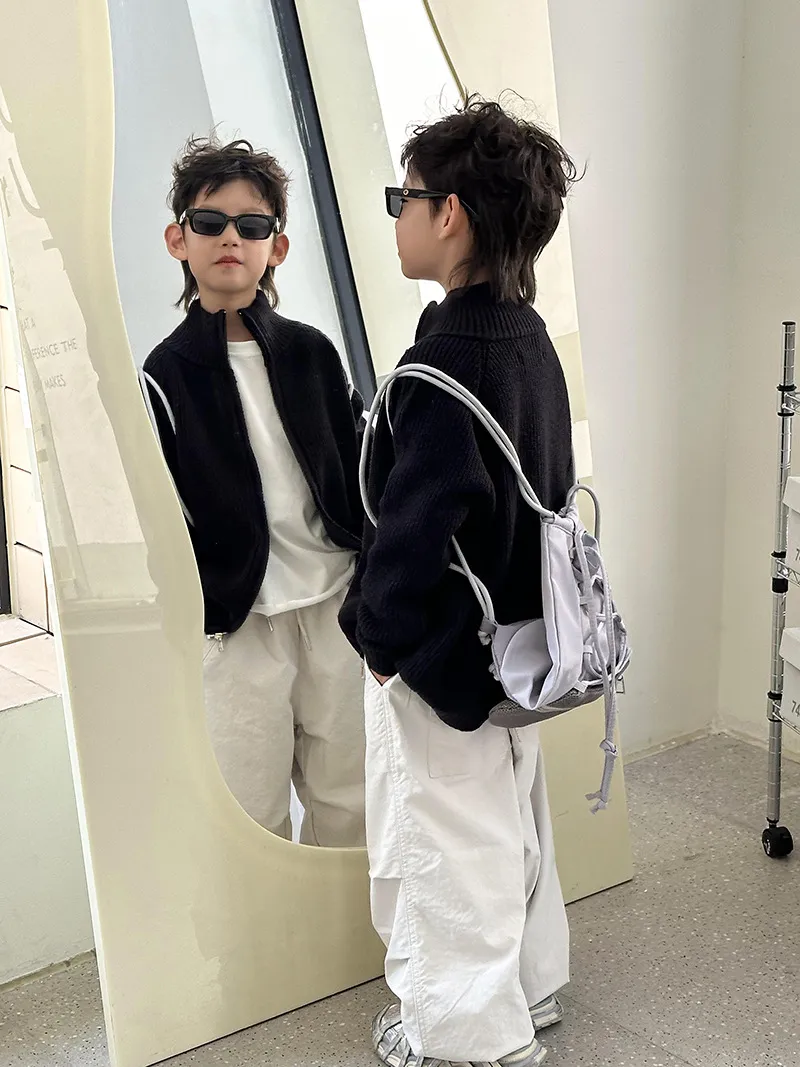 【90-140cm】シンプル カジュアル 合わせやすい 二色選べる 定番 男の子 カーディガン