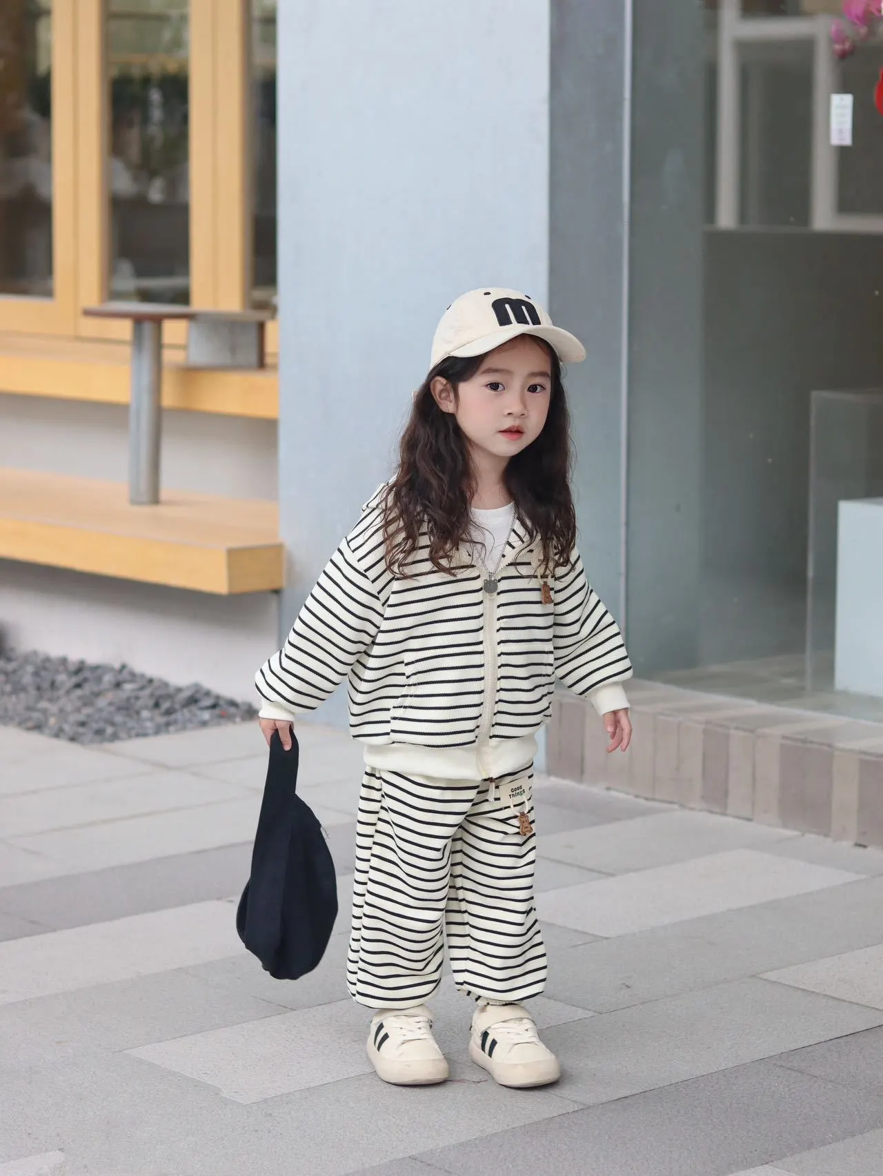 【80-150cm】ボーダー柄がおしゃれな 長袖パーカーセットアップ 長袖 子供服