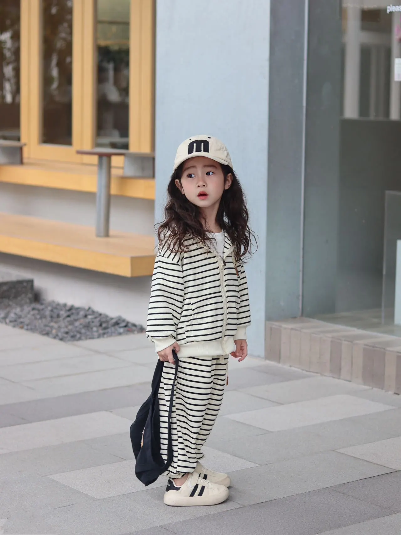 【80-150cm】ボーダー柄がおしゃれな 長袖パーカーセットアップ 長袖 子供服