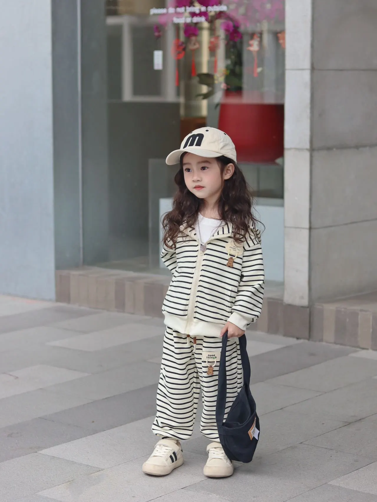 【80-150cm】ボーダー柄がおしゃれな 長袖パーカーセットアップ 長袖 子供服