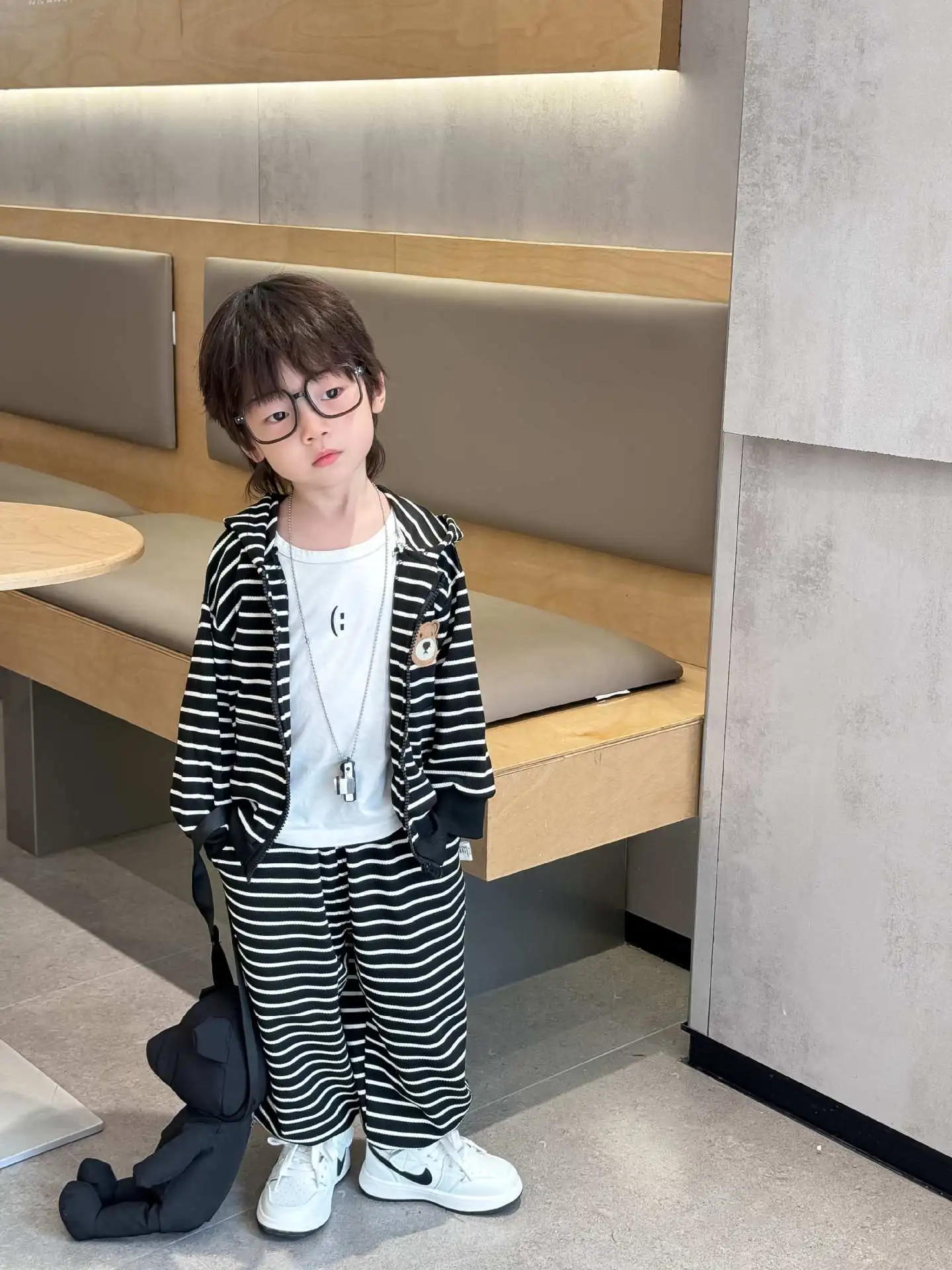 【80-150cm】ボーダー柄がおしゃれな 長袖パーカーセットアップ 長袖 子供服