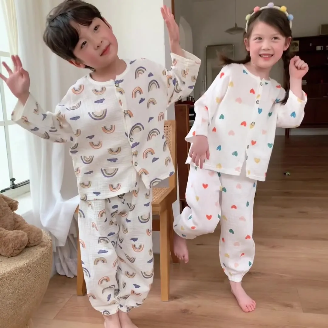 【100-150cm】子供パジャマ ベビー キッズ ボタンパジャマ 長袖 男の子 女の子 ルームウェア お泊り 子供服 綿100% 前開き