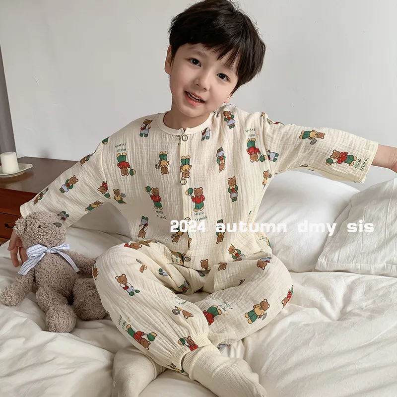 【100-150cm】子供パジャマ ベビー キッズ ボタンパジャマ 長袖 男の子 女の子 ルームウェア お泊り 子供服 綿100% 前開き