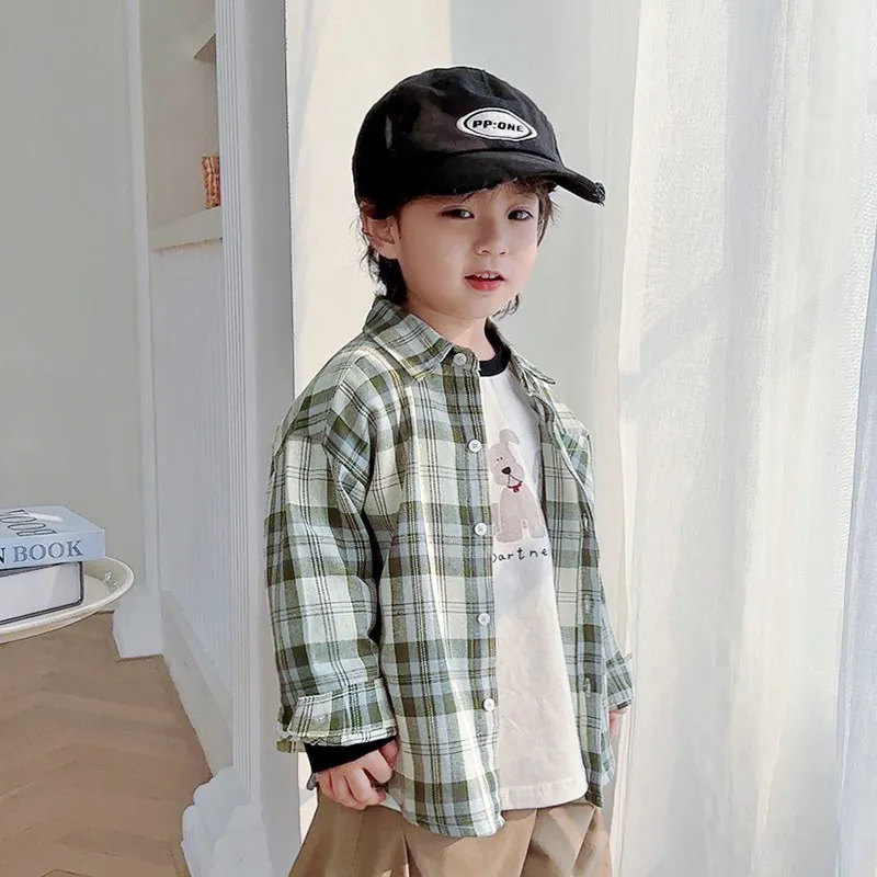【90-140cm】着回し力抜群 定番 カジュアル 合わせやすい 男の子 チェック柄 シャツ アウター