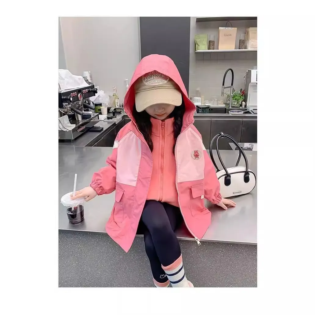 【90-150cm】大好評 カジュアル 単品注文可 フード付き アウター+裏地 セット