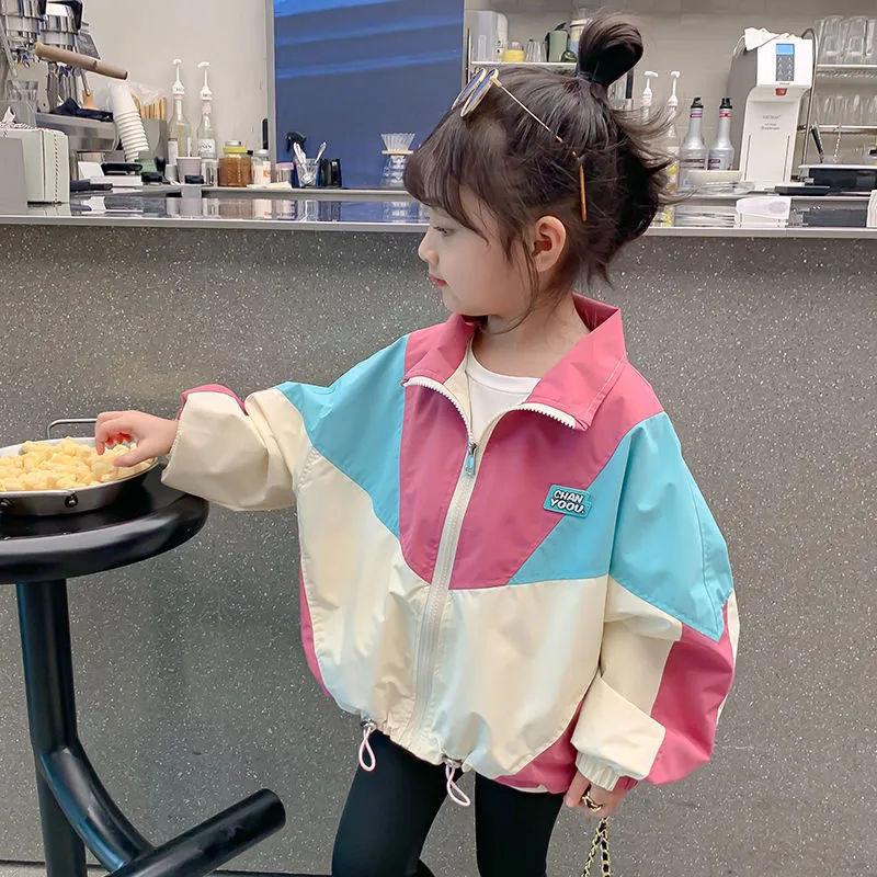 【90-140cm】絶対欲しい！カジュアル 合わせやすい トレンド 切り替え 女の子 アウター