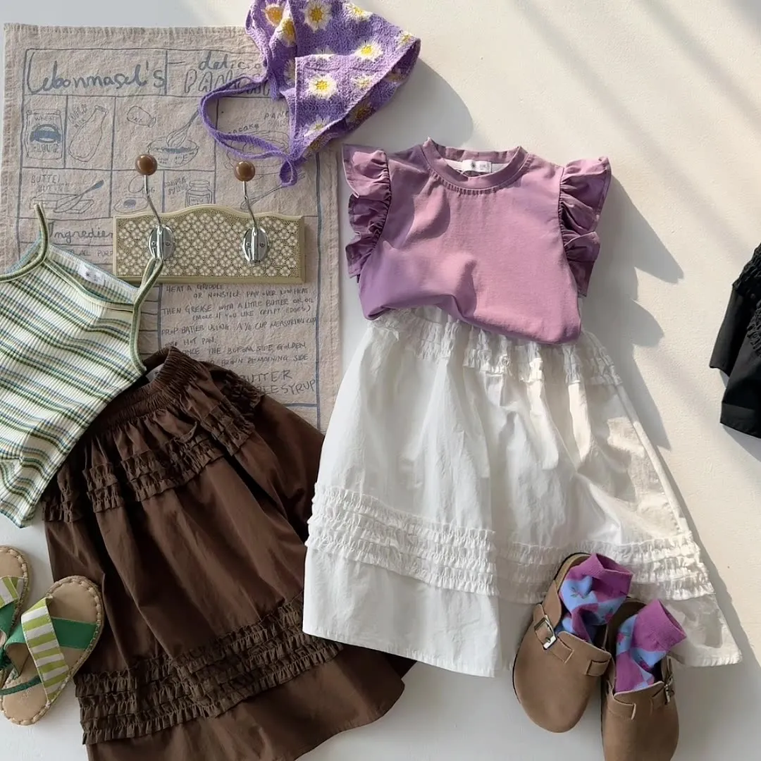 【90-150cm】売れ筋  ガーリッシュ  スウィート 学園風 ファッション  女の子 スカート