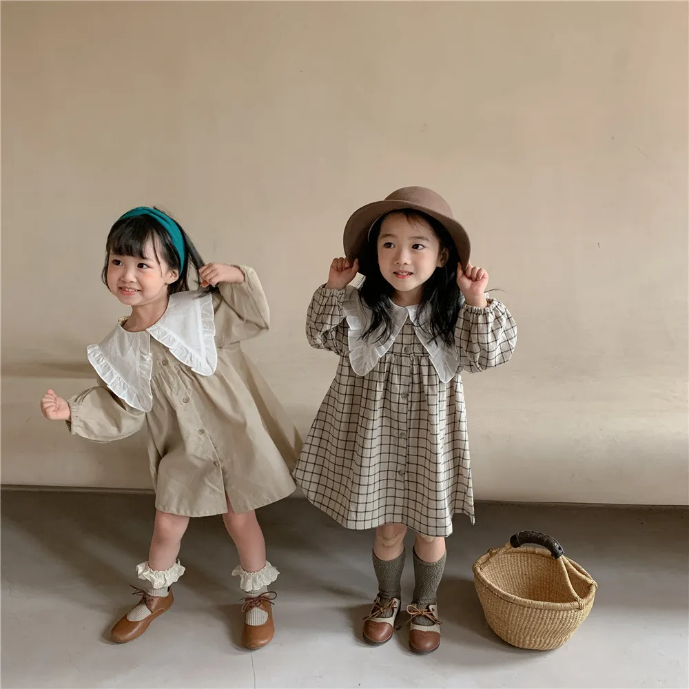 【80-130cm】人気上昇中 ファッション 学園風 ガーリッシュ ピーターパン・カラー ワンピース