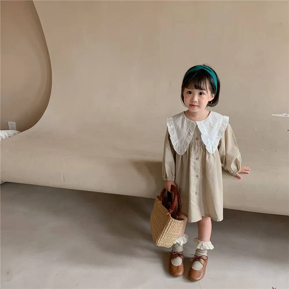 【80-130cm】人気上昇中 ファッション 学園風 ガーリッシュ ピーターパン・カラー ワンピース