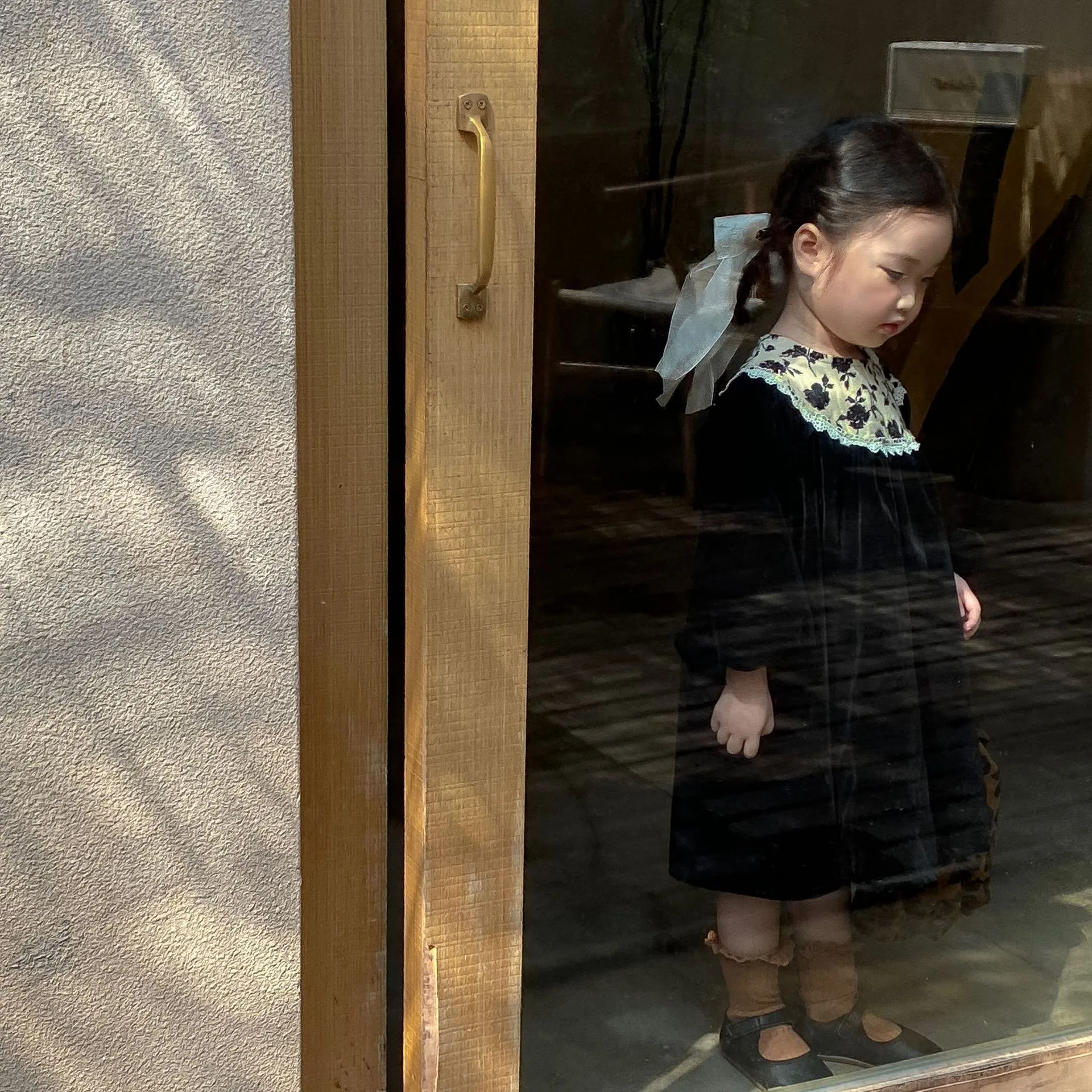 【90-130cm】ボヘミアン風がわかわいいベルベットワンピース 子供服 女の子 長袖ワンピース