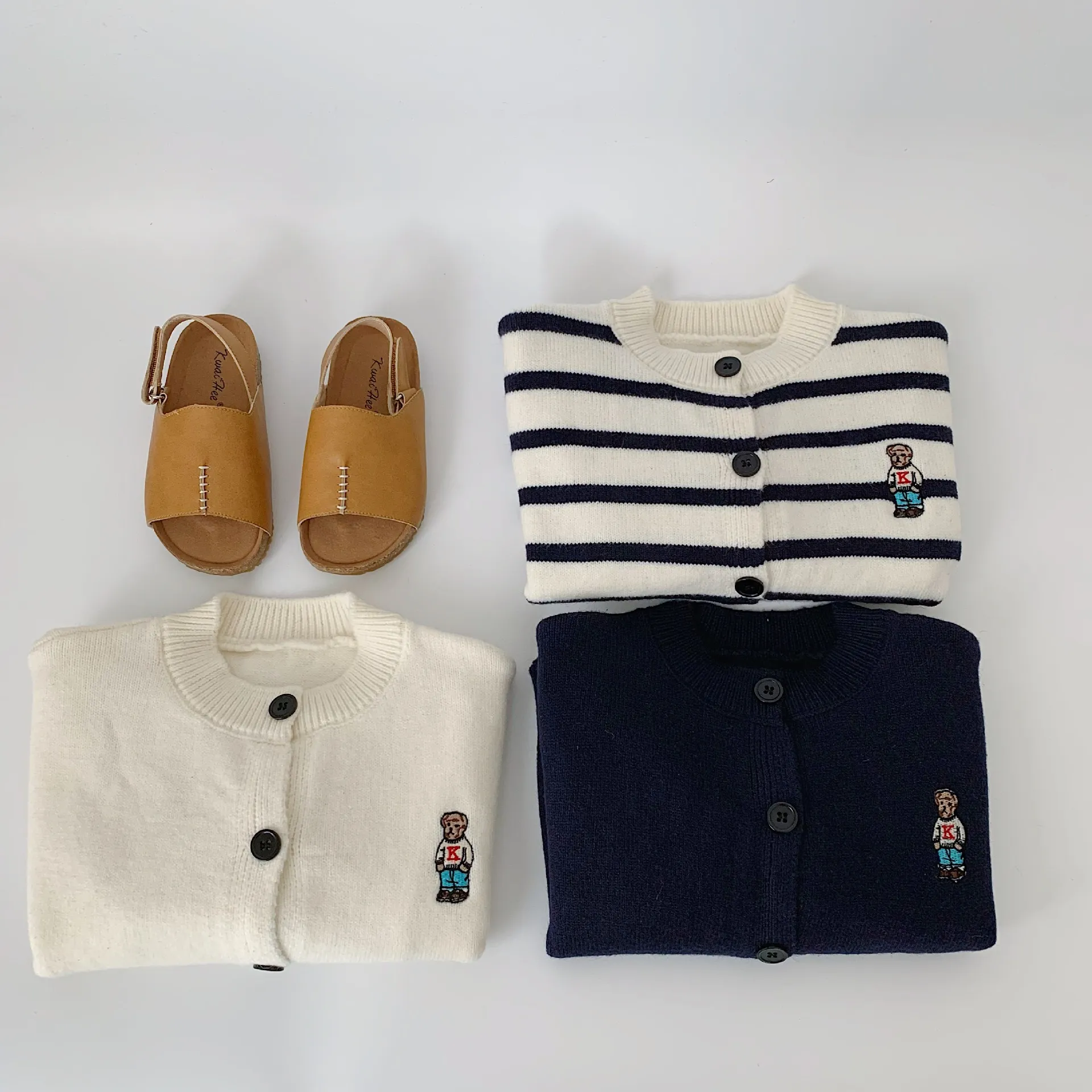 【90-140cm】合わせやすい キッズ ニット地 セーター カーディガン ニットトップス アウター 男の子 女の子 子供服