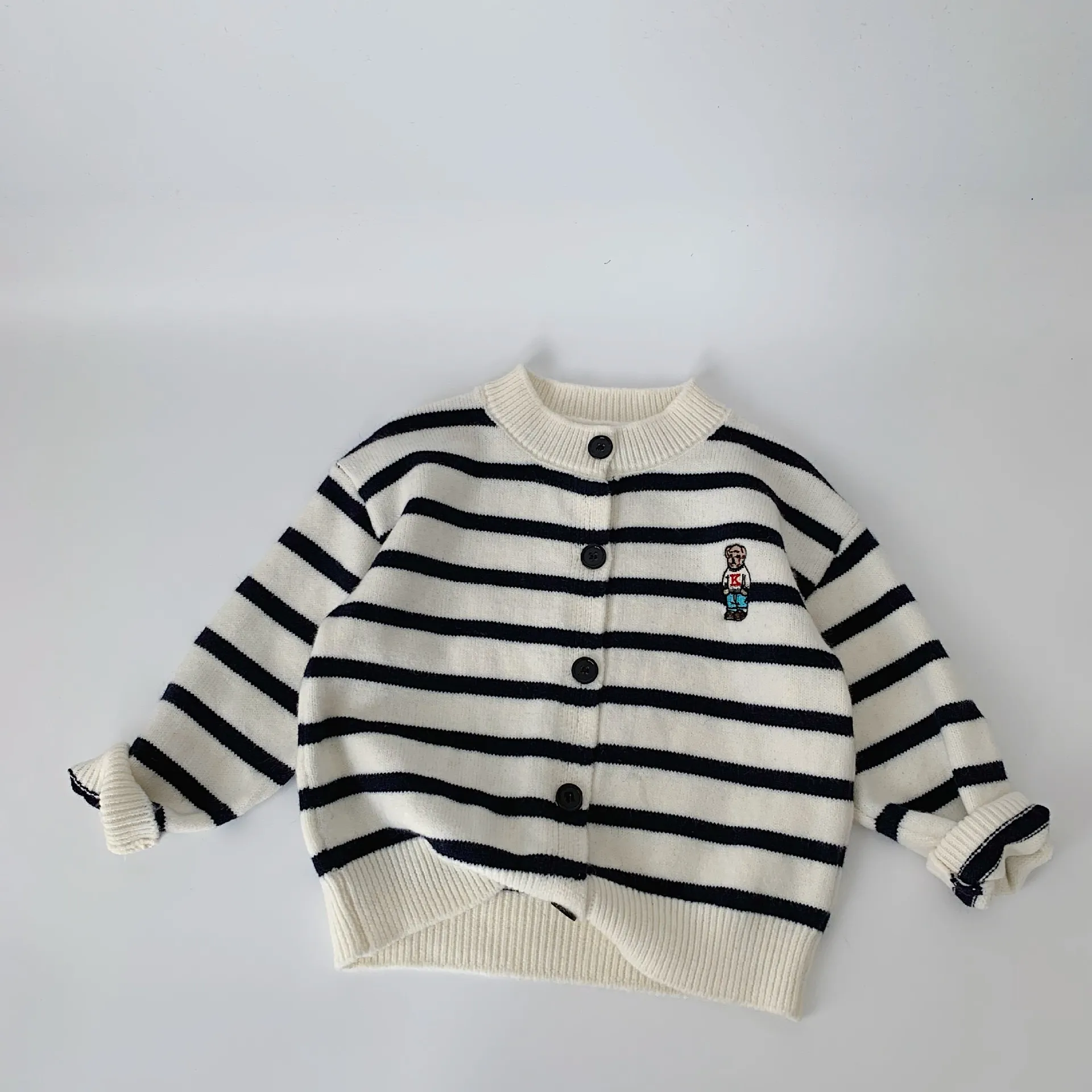 【90-140cm】合わせやすい キッズ ニット地 セーター カーディガン ニットトップス アウター 男の子 女の子 子供服