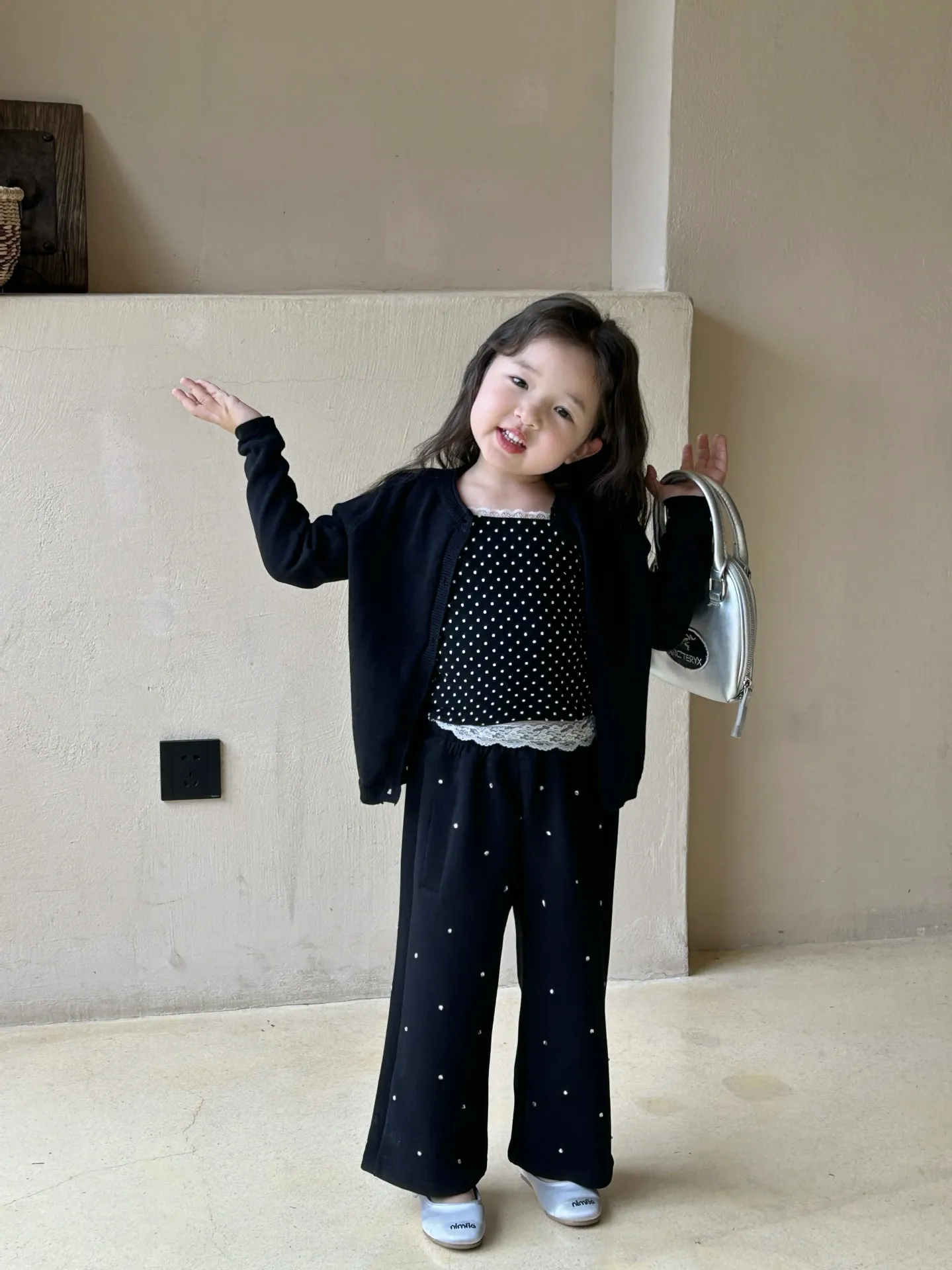 【90-140cm】カジュアル バラ売り コート+インナー+ 長ズボン セットアップ 三点セット 子供服 女の子