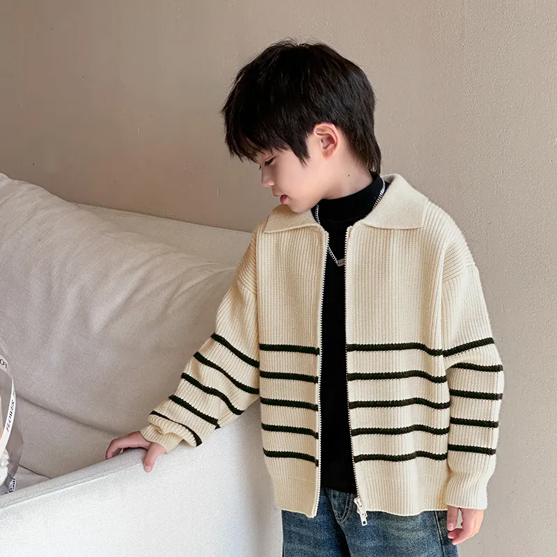 【110-160cm】おしゃれ ナチュラル トップス 子供服 お普段着 キッズ ジッパー ニットカーディガン 子供