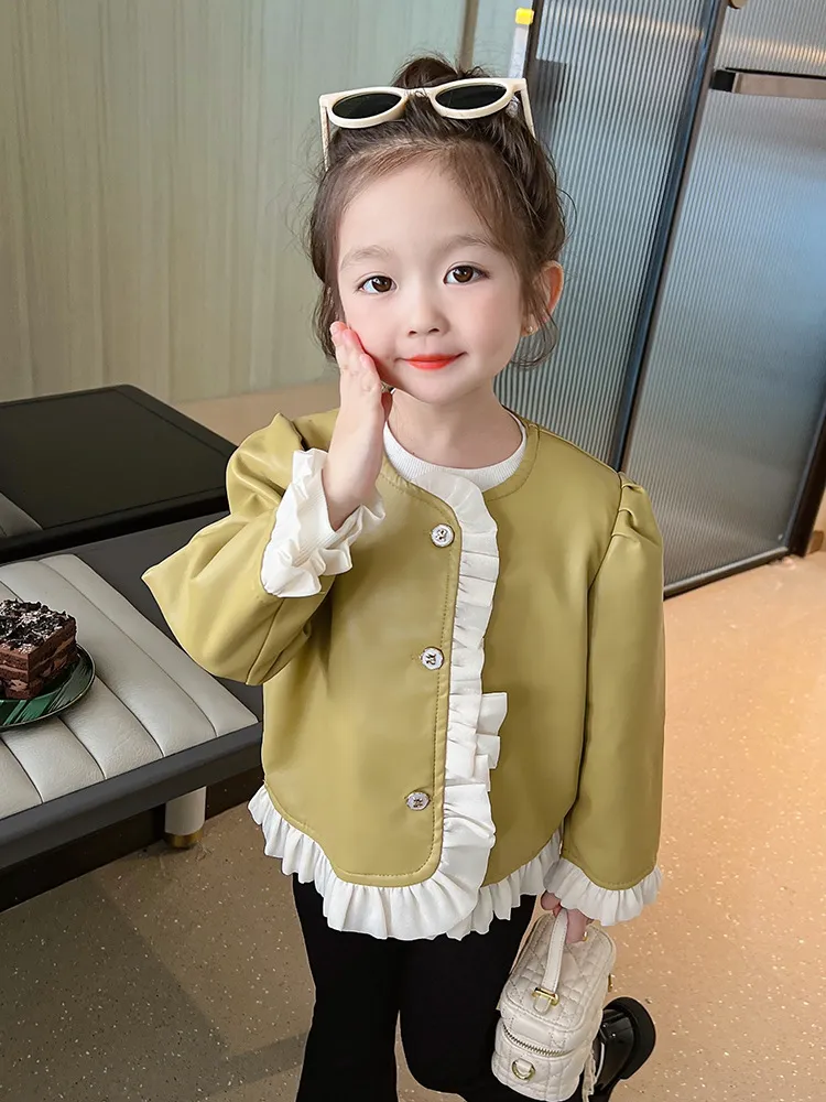 【90-140cm】絶対欲しい！シンプル スウィート 定番 合わせやすい トレンド レザー アウター