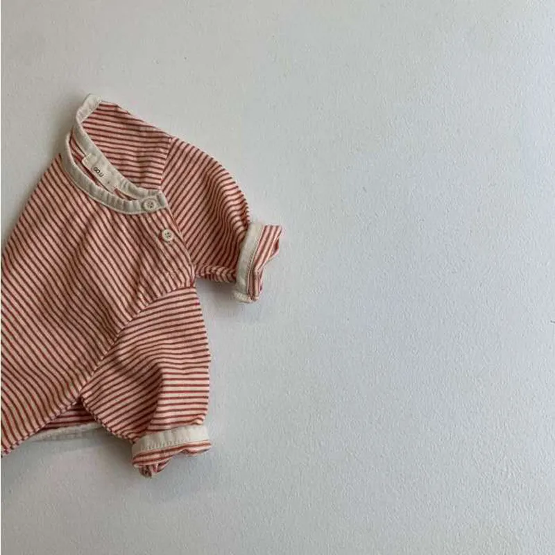【73-100cm】大人気 シンプル 肌に優しい 合わせやすい ボーダー柄 ベビー 長袖 Tシャツ