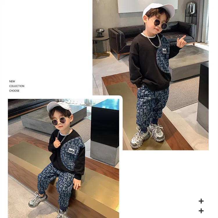 【90-150cm】二点セット かっこいい カジュアル 超人気商品 おしゃれ 特別なデザイン 男の子 トレーナー+パンツ セットアップ